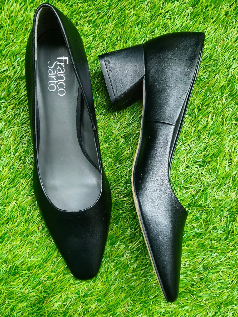 Franco Sarto Jesslyn Black Block Heel Pointed Toe Pumps Women's 8.5M New/Flawed